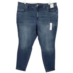 Terra & Sky Women's Stretch High Rise Core Skinny Dark Blue Jeans Plus 26W NWT